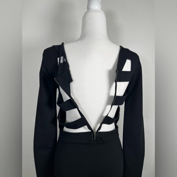 ASOS Black cutout body con long sleeve dress size 6 - Picture 5 of 9